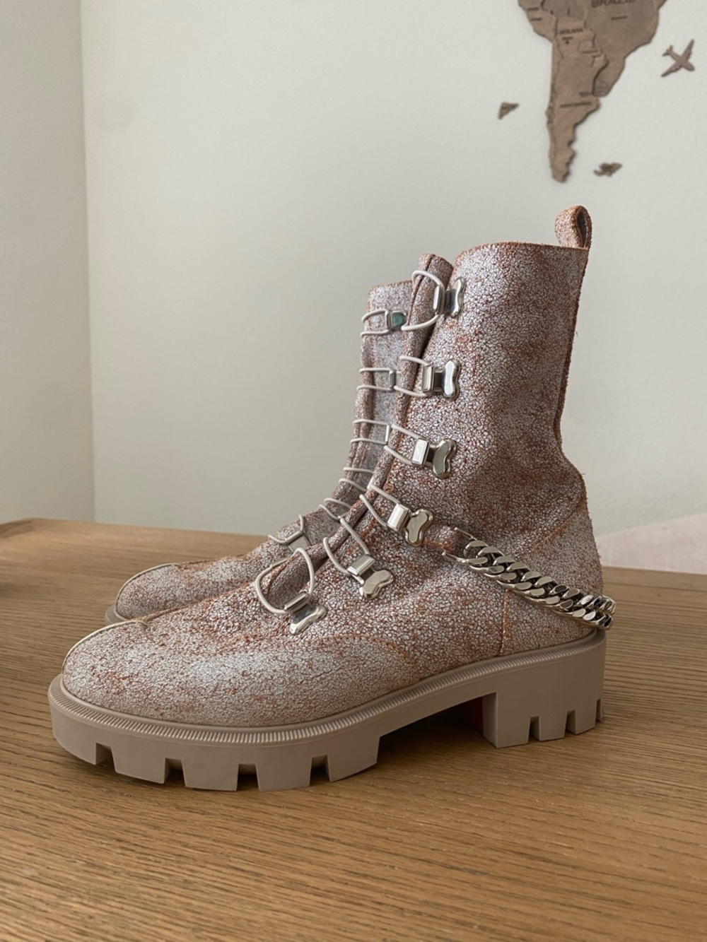 Christian Louboutin Horse Guarda chain strap combat boots